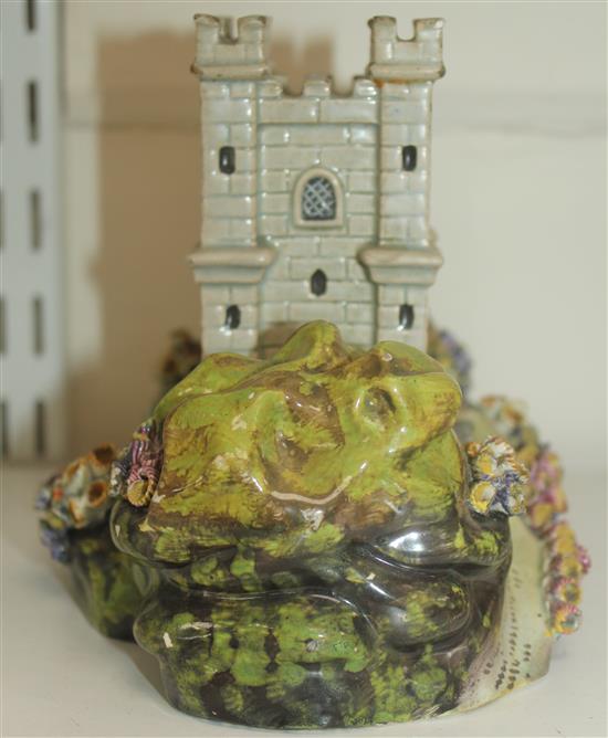 A rare Staffordshire pearlware model of a castle tower or hunting lodge, c.1820, 13.5cm